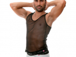 Singlet Preto Poliamida para Homem