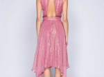 Vestido midi com fios lurex