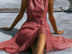 Vestido midi com fios lurex